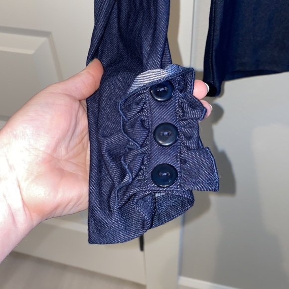 EUC Adorable Essentials Size 12 Girls Stretch Navy Blue Long Sleeve Top Shirt - Picture 4 of 11